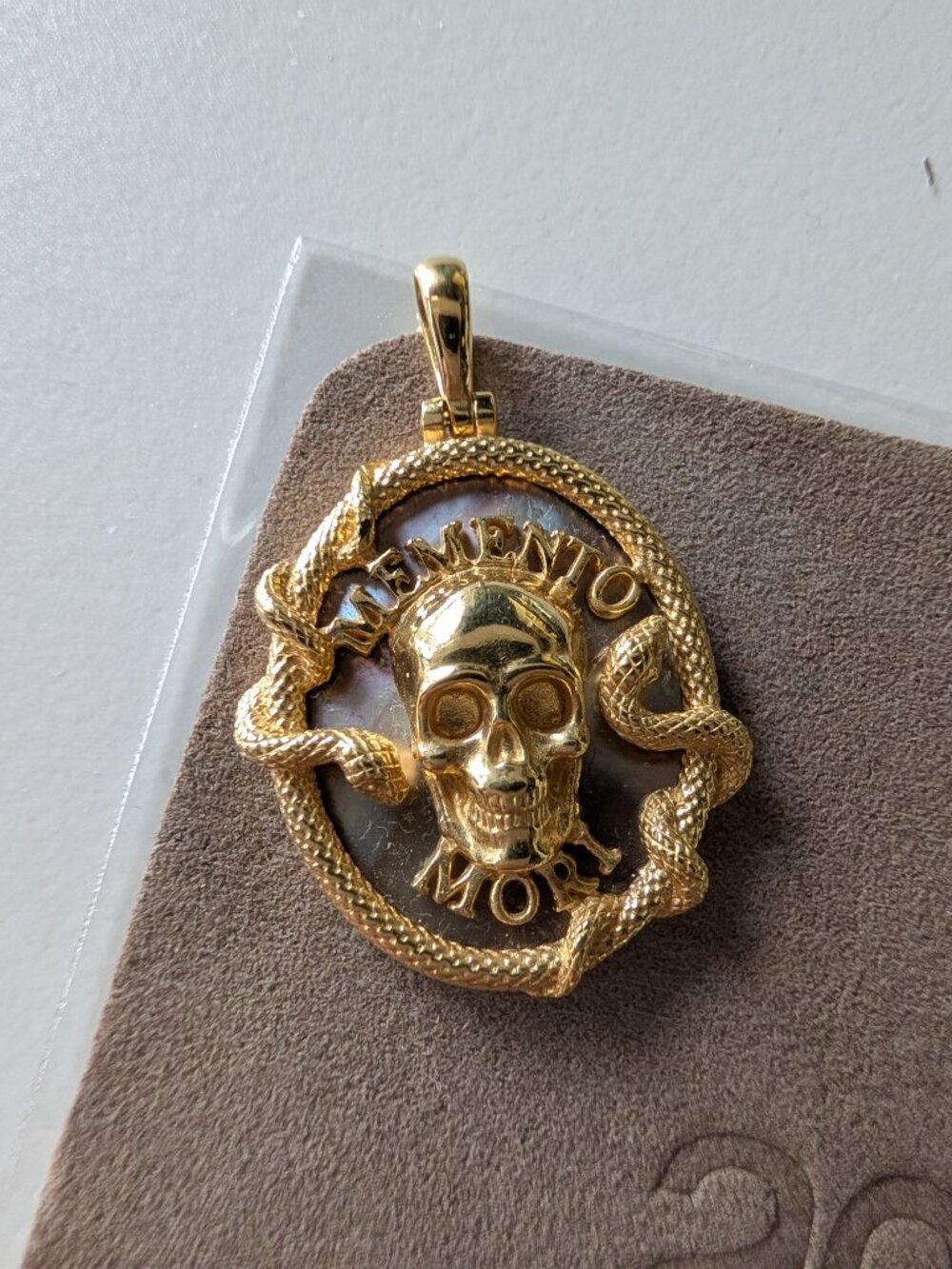Awe Inspired Memento Mori Skull Pendant 14K Gold Vermeil - Picture 3 of 5